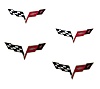 C6 Corvette Flag Emblem Wheel Center Caps Decal Kit 4pc